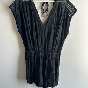 Abercrombie & Fitch Black Lace-Trimmed Romper